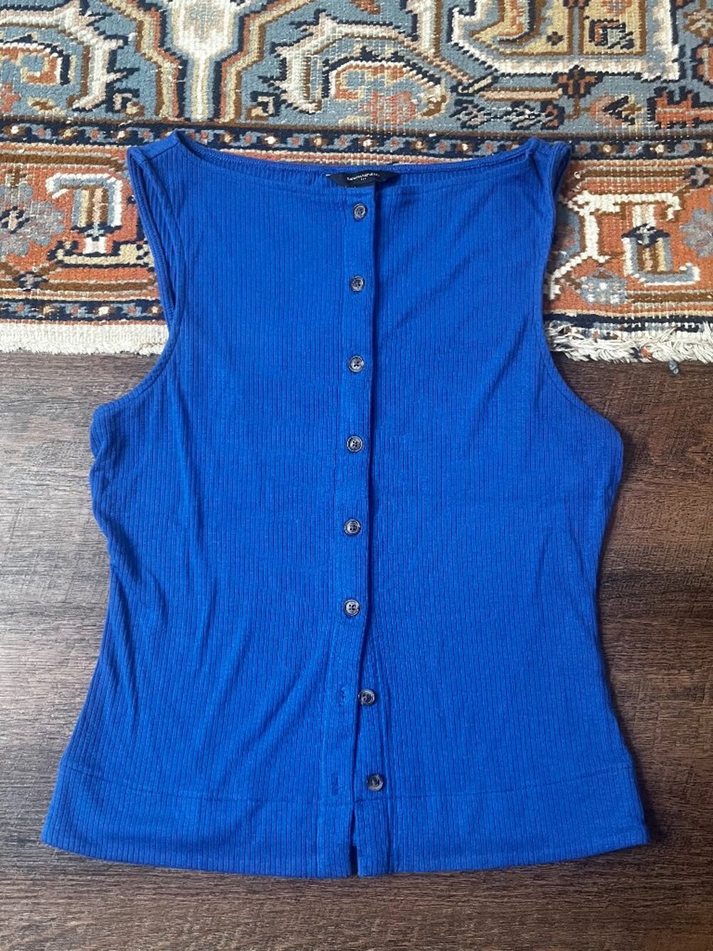 Banana Republic Factory Cobalt Blue Ribbed Tank Vest Top S Small EUC